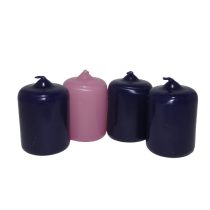 Gyertya nagy adventi 3 lila+ 1 rózsaszín 4 db  5 cm X 7 cm