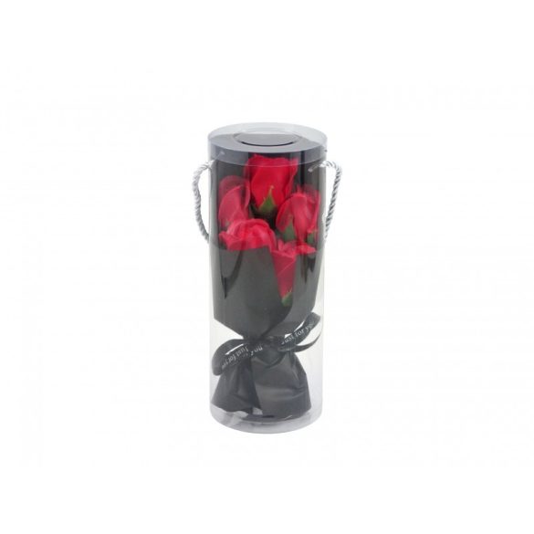 Szappanrózsa csokor több színben 10x10x25 cm, 5 szál rózsa/csomag