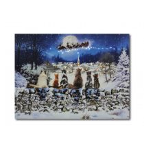   Világító ledes falikép cicák és Mikulás, 30 cm x 40 cm