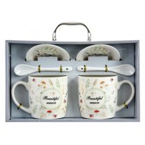 Bögre szett erdei virágos 6 db-os díszdobozban