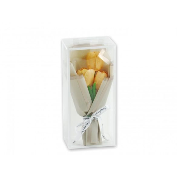 Szappan tulipáncsokor több féle színben díszdobozban
