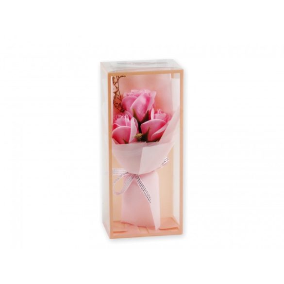 Szappanrózsa csokor többféle színben díszdobozban