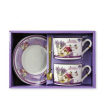 Teás csésze szett levendulás 6 db-os díszdobozban