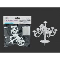   Tortagyertya + gyertyatartó  fehér 12,5 cm X 11 cm, 9 db gyertya/csomag