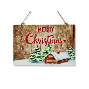 Világító LEDes karácsonyi tábla Merry Christmas 26 cm X 18 cm