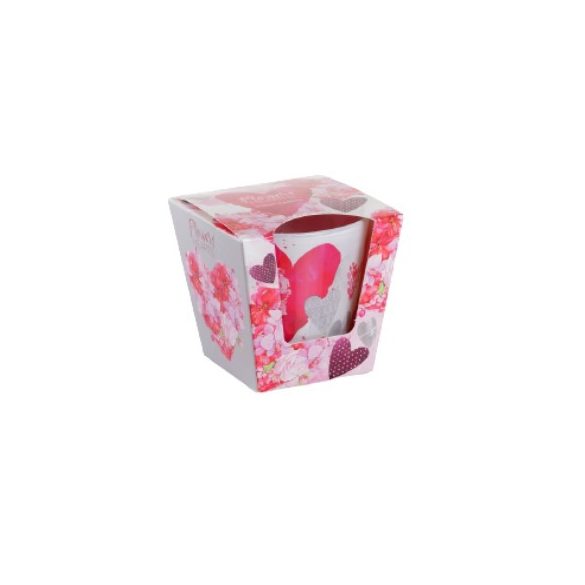 Illatgyertya pohár virág illatú szivecskés 115 g