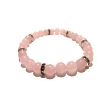 Rózsakvarc karkötő strasszos rondellával