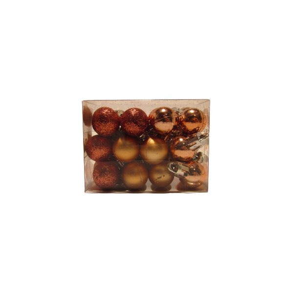 Karácsonyfadísz mini gömb bronz-bézs 2 cm, 24db/csomag