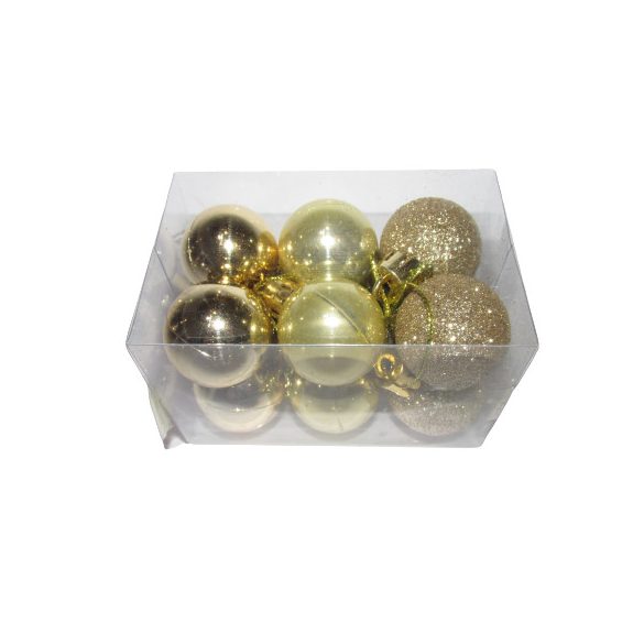 Karácsonyfadísz kis gömb arany 3 cm, 12 db/csomag