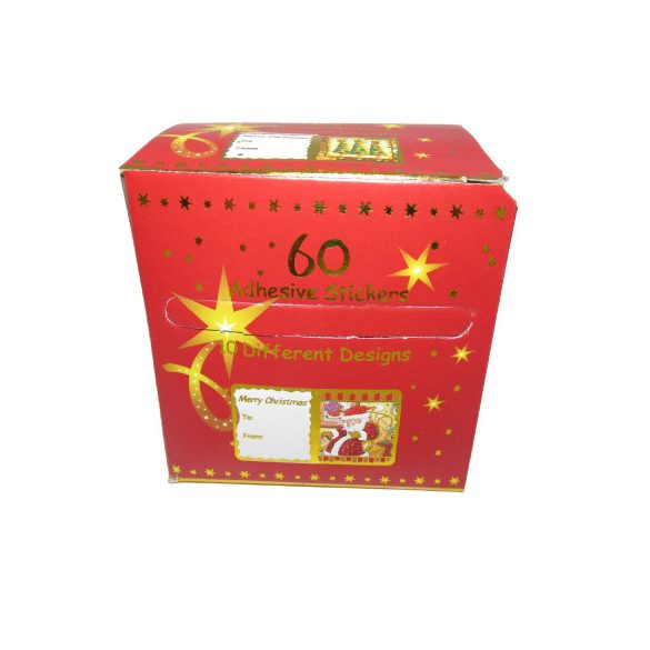 Karácsonyi ajándékkisérő matrica 6 cm X 3 cm, 60 db matrica/csomag