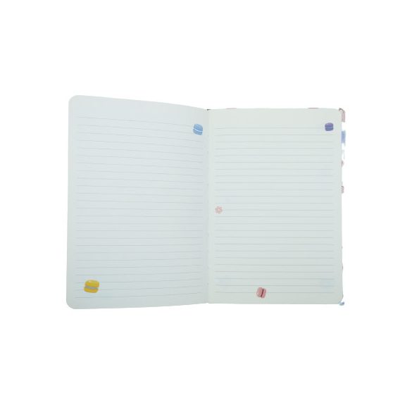 Macaronos tervező notesz A5, 19 cm X 13 cm X 1,5 cm