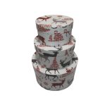 Ajándék doboz rénszarvasos 3 részes kerek