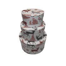 Ajándék doboz rénszarvasos 3 részes kerek