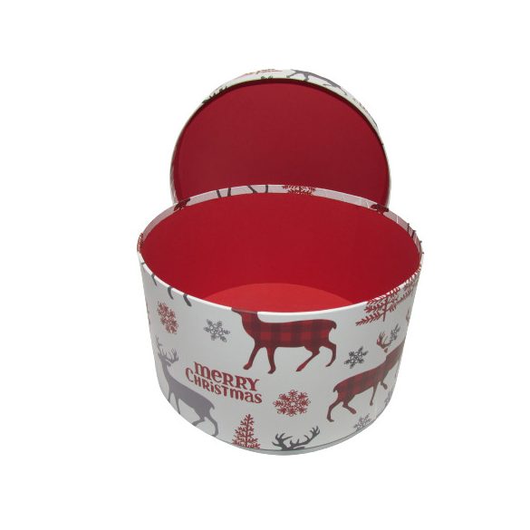 Ajándék doboz rénszarvasos 3 részes kerek