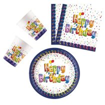 Multicolor Happy Birthday party szett 36 db-os