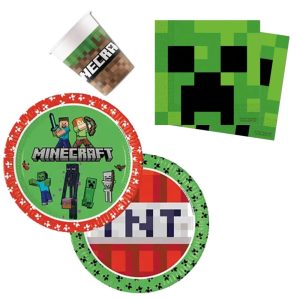 Minecraft Green party szett 36 db-os 23 cm-es tányérral