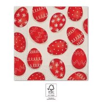 Szalvéta húsvéti piros tojások 33x33 cm, 20 db/csomag