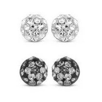   Victoria fülbevaló szett ezüst színű, fehér és szürke kövekkel, rozsdamentes acél, 5 mm