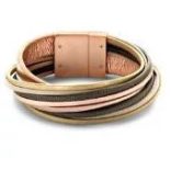 Victoria karkötő rose gold színű, színes bőr, rozsdamentes acél, 7 cm