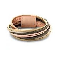   Victoria karkötő rose gold színű, színes bőr, rozsdamentes acél, 7 cm