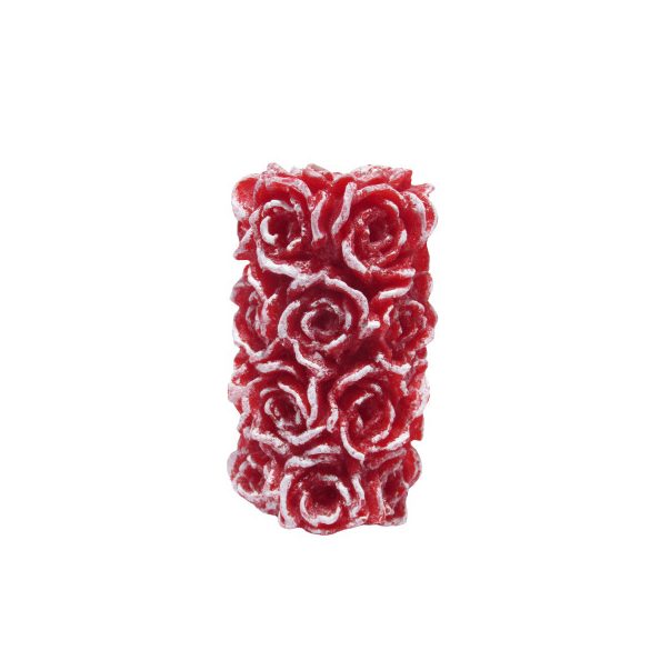 Gyertya rózsa henger piros színű 6,5 cm X 11 cm