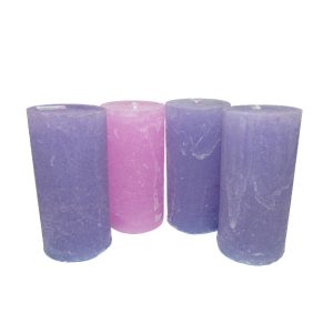 Gyertya rusztikus adventi 3 lila + 1 rózsaszín színű 4 db, 5 cm X 10 cm