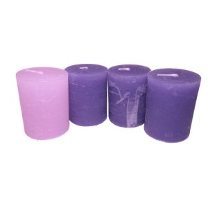 Gyertya rusztikus adventi 3 lila + 1 rózsaszín színű 4 db, 5 cm X 6 cm
