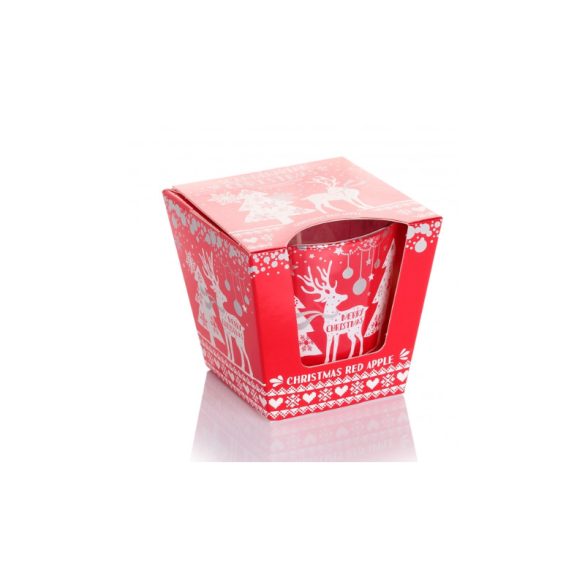 Illatgyertya pohár mézeskalács illatú piros rénszarvasos 115 g