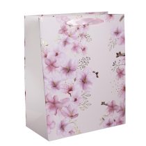 Ajándéktasak rózsaszín, barackfa virágos 18x23x10 cm