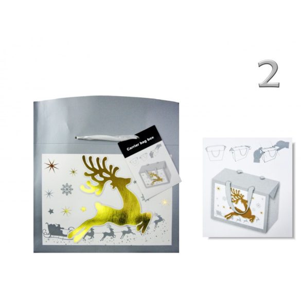 Ajándéktasak/díszdoboz karácsonyi többféle, 18 x 12 x 9 cm