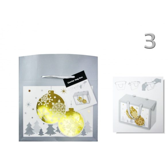 Ajándéktasak/díszdoboz karácsonyi többféle, 18 x 12 x 9 cm