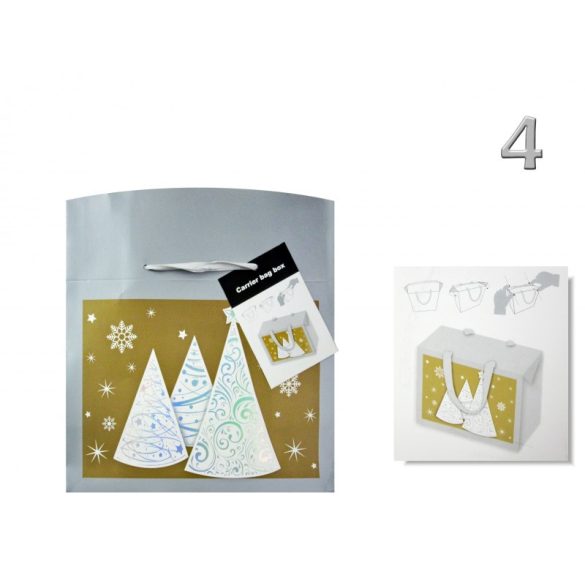 Ajándéktasak/díszdoboz karácsonyi többféle, 18 x 12 x 9 cm