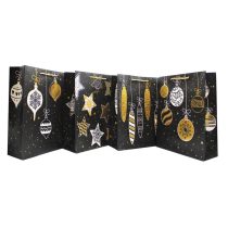   Ajándéktasak szett karácsonyi hologrammos arany-fekete, 4 db/cs, 32x26x10 cm
