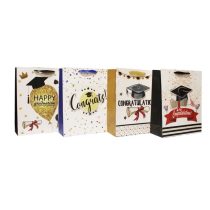   Ajándéktasak ballagásra kidomborodó csillámos mintával L 4 féle, 32 cm X 26 cm X 10 cm