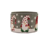 Karácsonyi manó mintás kötöző szalag 5 cm x 2,7 m