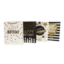   Ajándéktasak Happy Birthday arany díszítéssel többféle, 26x32x10 cm