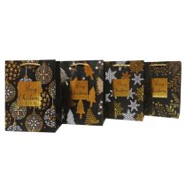   Ajándéktasak karácsonyi fekete- arany metál választható mintával, 23x18x10 cm