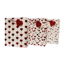   Ajándéktasak metál piros szivecskés 4 db/csomag, 26x32x12 cm