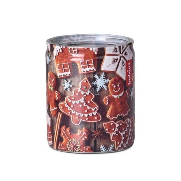 Illatgyertya üvegben karácsonyi mézeskalácsok 68 x 80 mm mézeskalács illatú