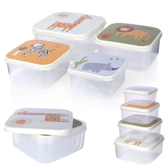 Uzsonna- és ebéddoboz készlet / tárolódobozok gyerekeknek, 4 db-os, BPA mentes