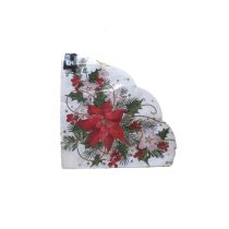   Karácsonyi szalvéta mikulás virág koszorú 32 cm kerek 12 db/cs