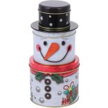 Karácsonyi fém tárolódoboz 3 szintes 22 cm