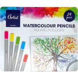 Akvarell színes ceruzák ecsettel 24 db-os, fémdobozban