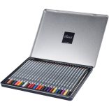 Akvarell színes ceruzák ecsettel 24 db-os, fémdobozban