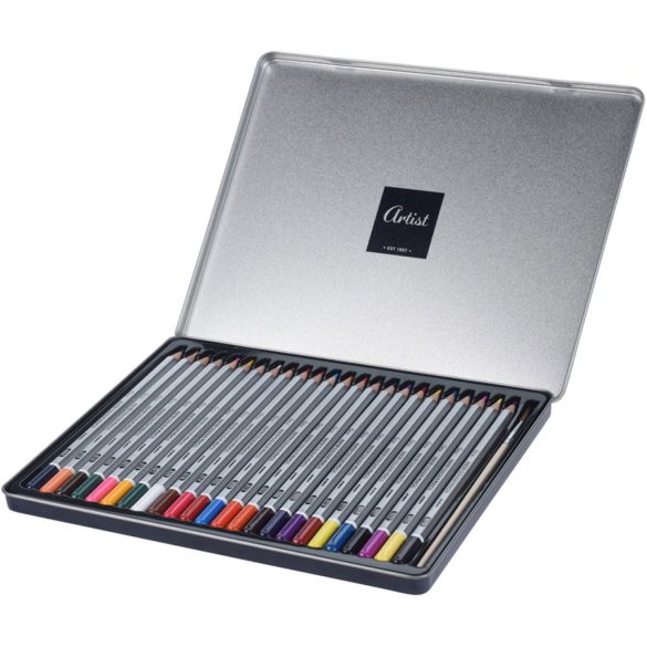 Akvarell színes ceruzák ecsettel 24 db-os, fémdobozban