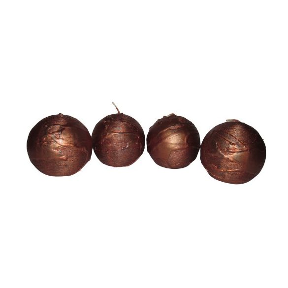 Gyertya rusztikus gömb kapart, fröcskölt hatású bronz metál 4 db, 6 cm