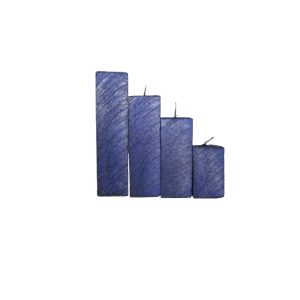 Gyertya rusztikus kapart lépcsős hasáb kék színű metál