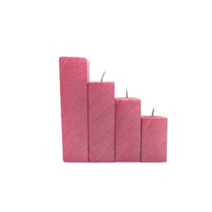 Gyertya rusztikus kapart lépcsős hasáb pink színű metál 