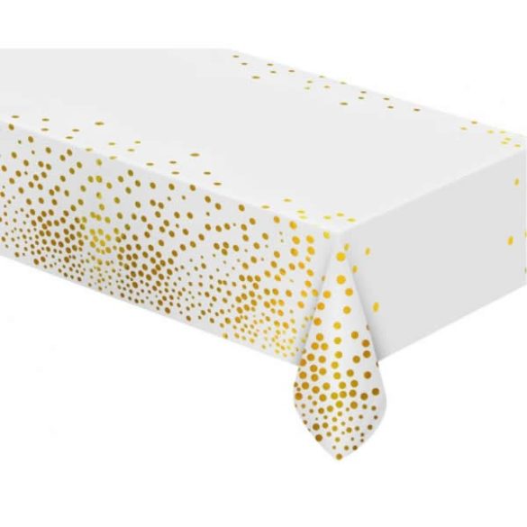 Asztalterítő fehér színű arany konfetti mintákkal 137x 183 cm