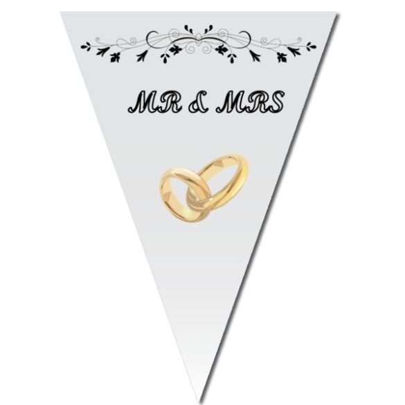 Mr. & Mrs. zászlós füzér fehér 2,5 m